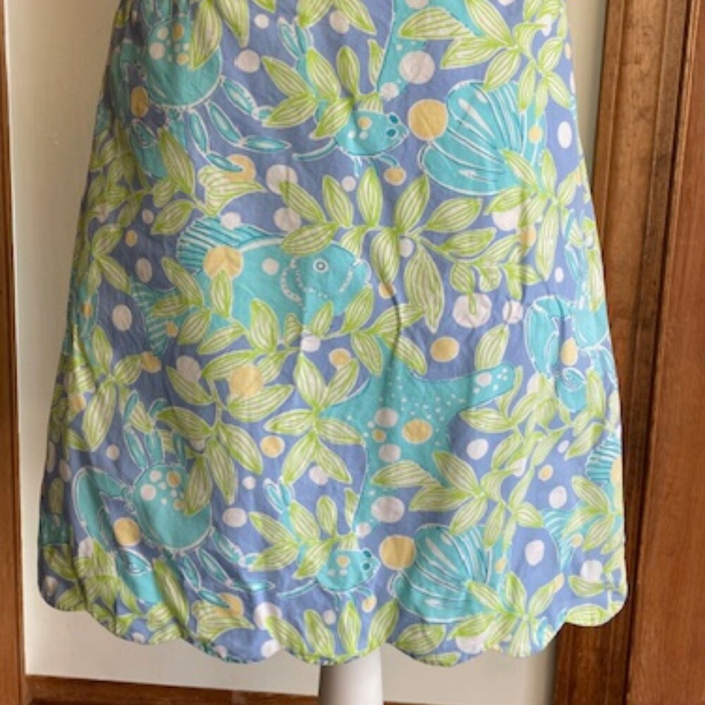 LILLY PULITZER Sweet Blue Crabby Scalloped Hem Skirt White Label Size 10 - Picture 11 of 15